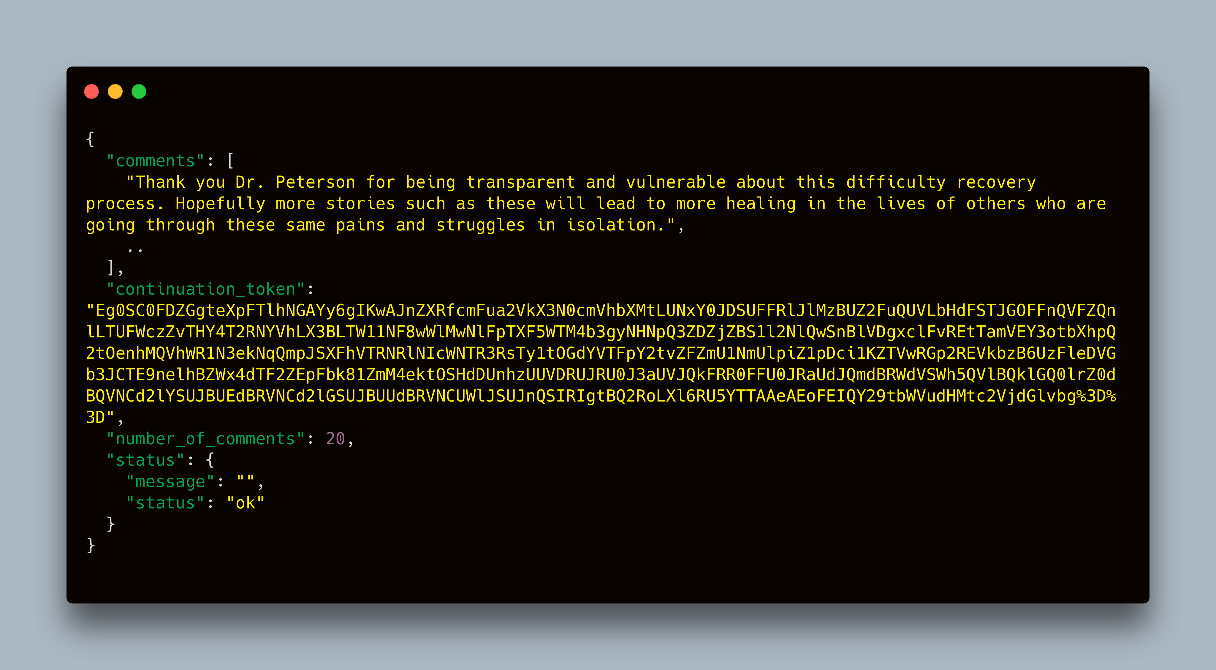 API Response structure